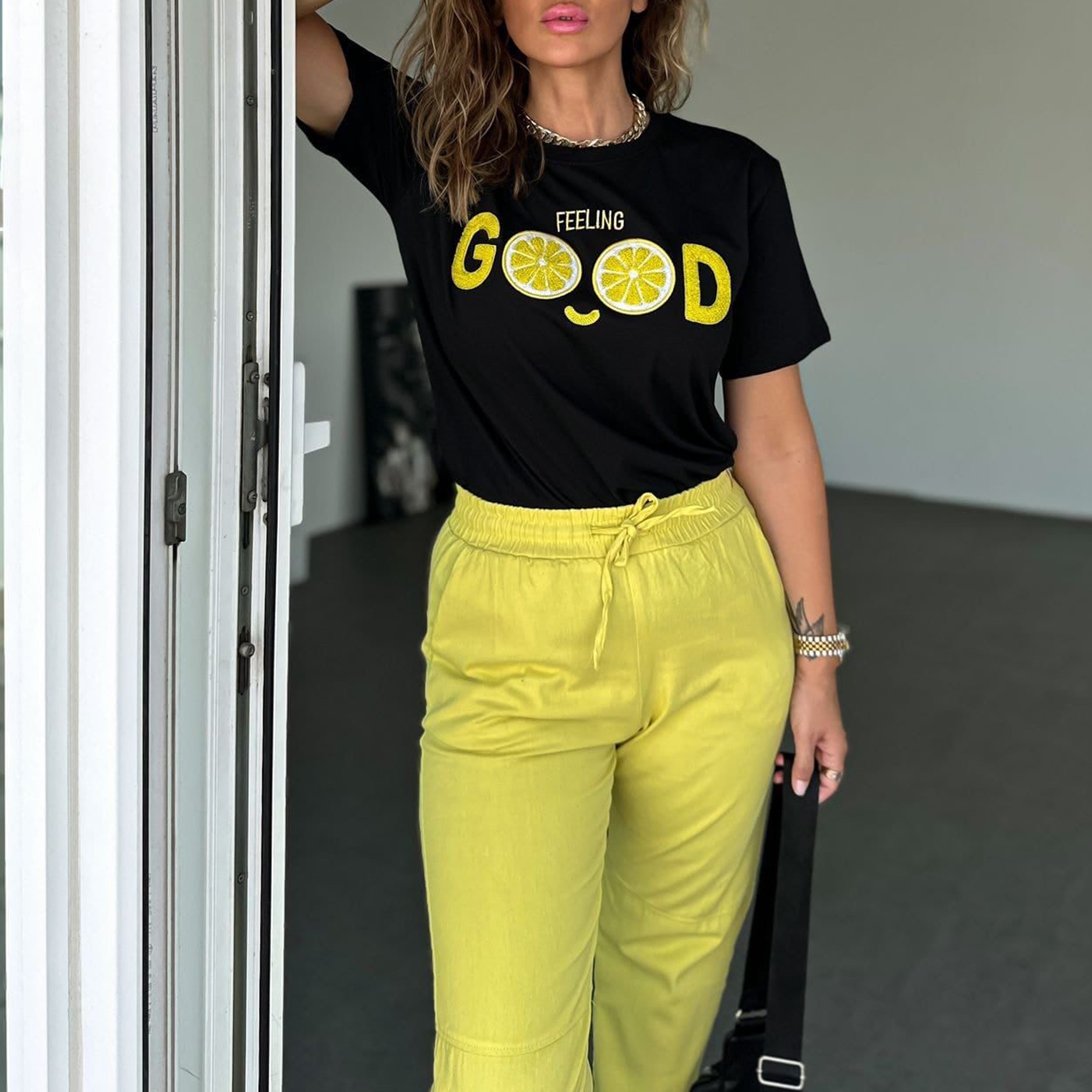 Siyah Limon Baskılı T-Shirt resmi